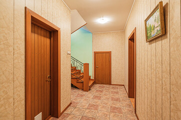 standard room interior apartment. room doors, renovation corridor lobby entrance hall