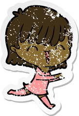 distressed sticker of a cartoon woman