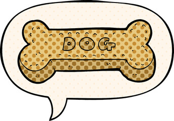 cartoon dog biscuit with speech bubble in comic book style © lineartestpilot