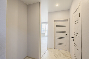 standard room interior apartment. room doors, renovation corridor lobby entrance hall