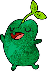 textured cartoon illustration kawaii cute sprouting bean