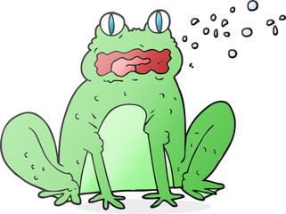freehand drawn cartoon burping frog