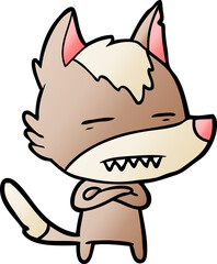 cartoon wolf showing teeth