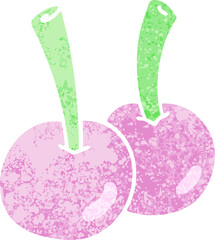 retro illustration style quirky cartoon cherries