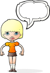 cartoon girl with speech bubble