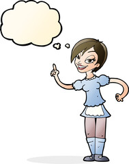 cartoon waitress taking order with thought bubble