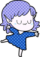 happy cartoon elf girl wearing dress