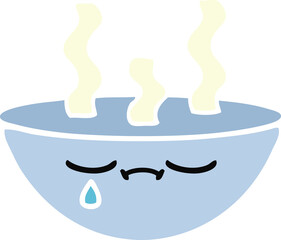 flat color retro cartoon of a bowl of hot soup