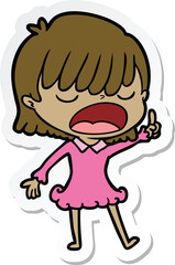 sticker of a cartoon woman talking loudly