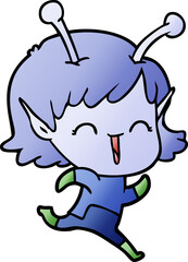 cartoon alien girl laughing