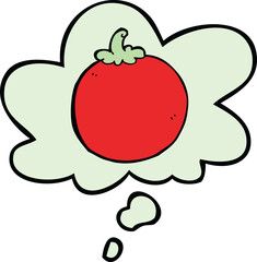 cartoon tomato with thought bubble