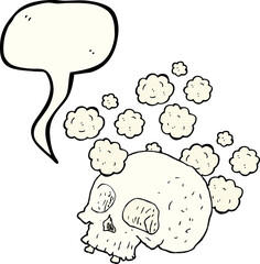 freehand drawn comic book speech bubble cartoon old skull