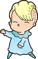 cartoon squinting girl