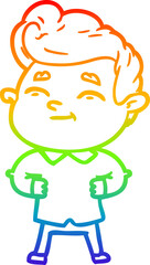 rainbow gradient line drawing of a happy cartoon man