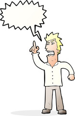 cartoon angry man making point with speech bubble