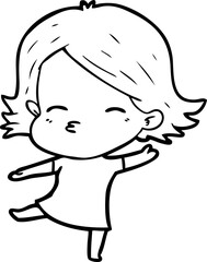 cartoon woman dancing