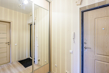 standard room interior apartment. room doors, renovation corridor lobby entrance hall