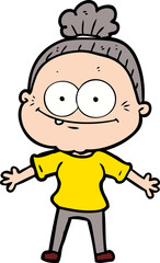 cartoon happy old woman