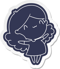 cartoon sticker of a cute kawaii girl