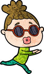 cartoon woman wearing sunglasses