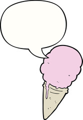 cartoon ice cream with speech bubble