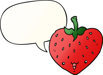 cartoon strawberry with speech bubble in smooth gradient style