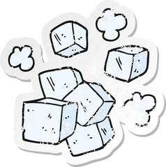 distressed sticker of a cartoon ice cubes