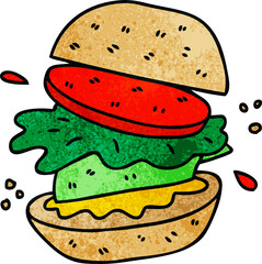 hand drawn quirky cartoon veggie burger