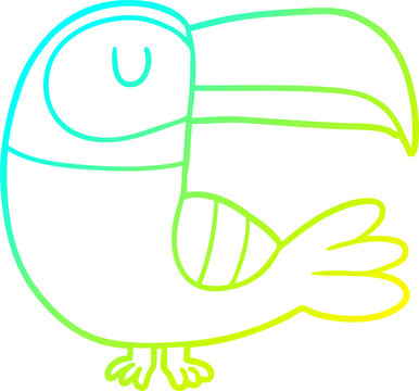 recommend clip art: cold gradient line drawing of a cartoon toucan