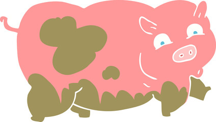 flat color illustration of pig