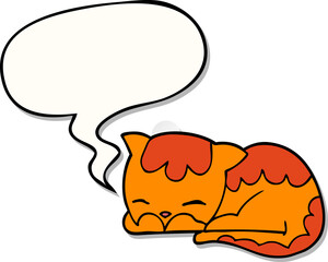 cartoon cat sleeping with speech bubble sticker