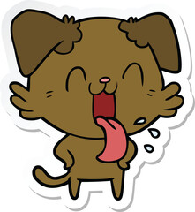 sticker of a cartoon panting dog