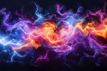 Fototapeta na wymiar Electric vivid lightning, energy in color