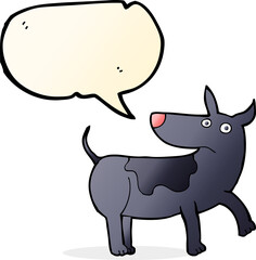 funny cartoon dog with speech bubble