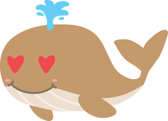 cute whale cartoon, sea animal