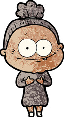 cartoon happy old woman
