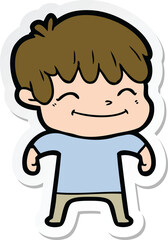sticker of a happy cartoon boy