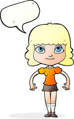 cartoon girl with speech bubble