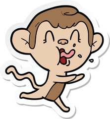 sticker of a crazy cartoon monkey