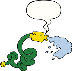 cartoon hosepipe with speech bubble