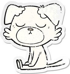 distressed sticker of a cute cartoon dog