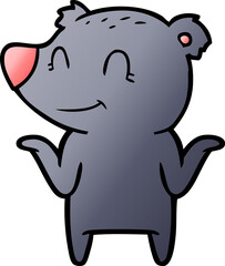 smiling bear shrugging shoulders