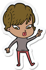 sticker of a cartoon woman