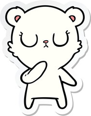 sticker of a peaceful cartoon polar bear