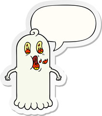 cartoon ghost with flaming eyes with speech bubble sticker