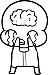 cartoon big brain alien crying