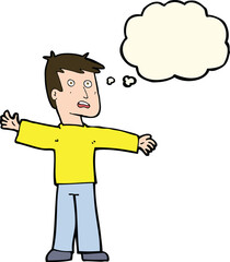 cartoon surprised man with thought bubble