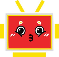 flat color retro cartoon of a robot head
