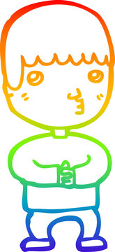 recommend clip art: rainbow gradient line drawing of a cartoon man thinking