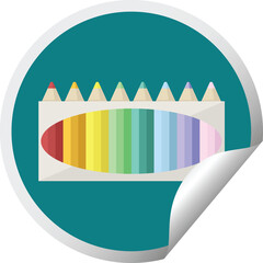 pack of coloring pencils graphic vector illustration circular sticker